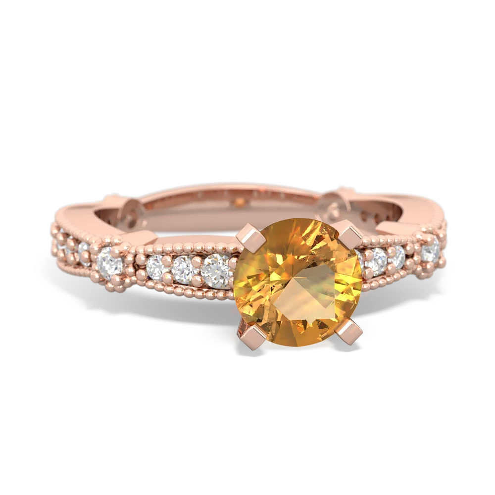 Citrine Sparkling Tiara 6Mm Round 14K Rose Gold ring R26296RD