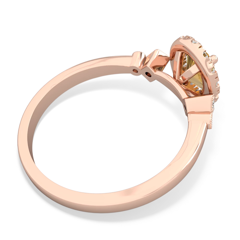 Citrine Antique-Style Halo 14K Rose Gold ring R5720 - front view