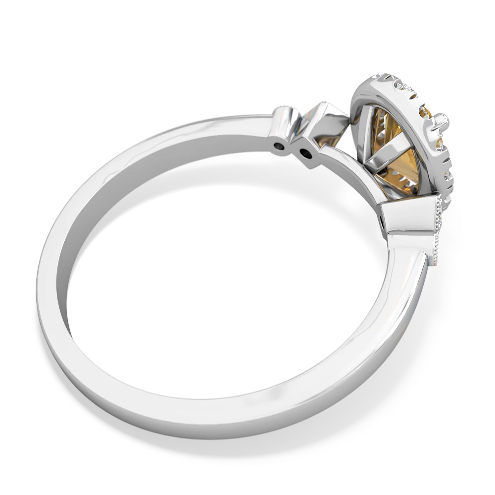 Citrine Antique-Style Halo 14K White Gold ring R5720
