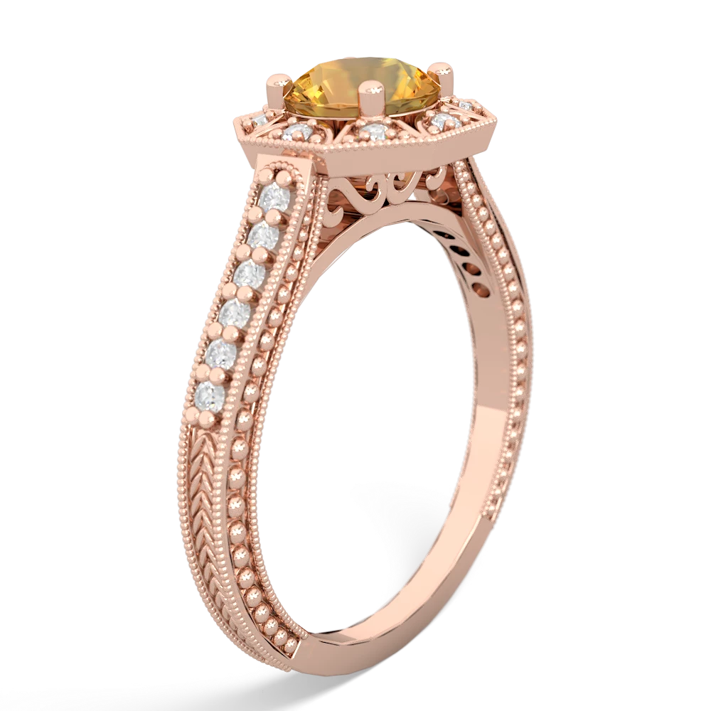 Citrine Art-Deco Starburst 14K Rose Gold ring R5520