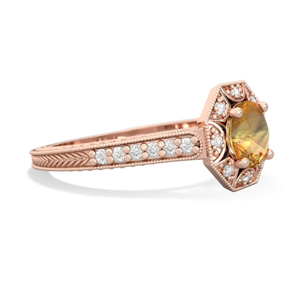 Citrine Art-Deco Starburst 14K Rose Gold ring R5520