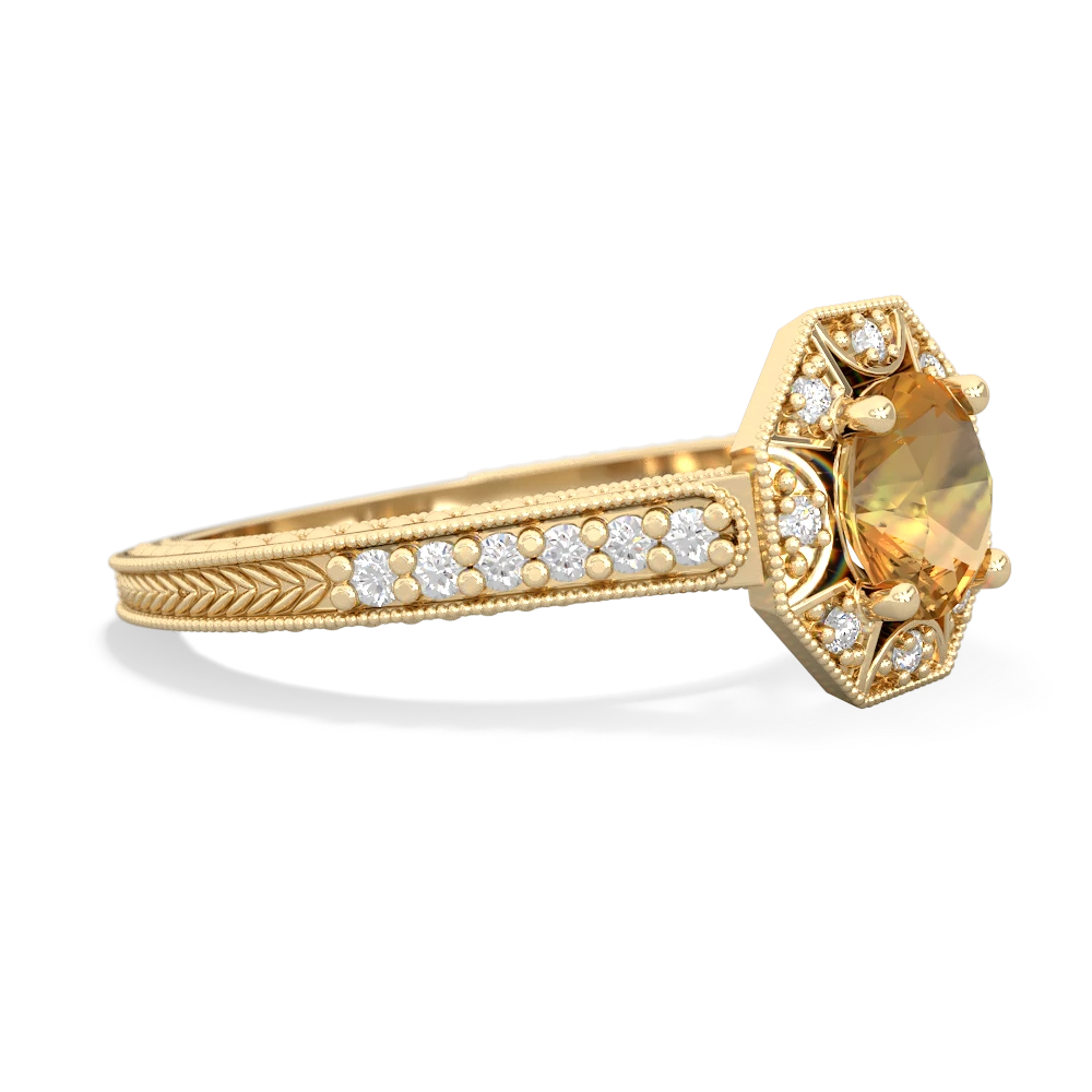 Citrine Art-Deco Starburst 14K Yellow Gold ring R5520