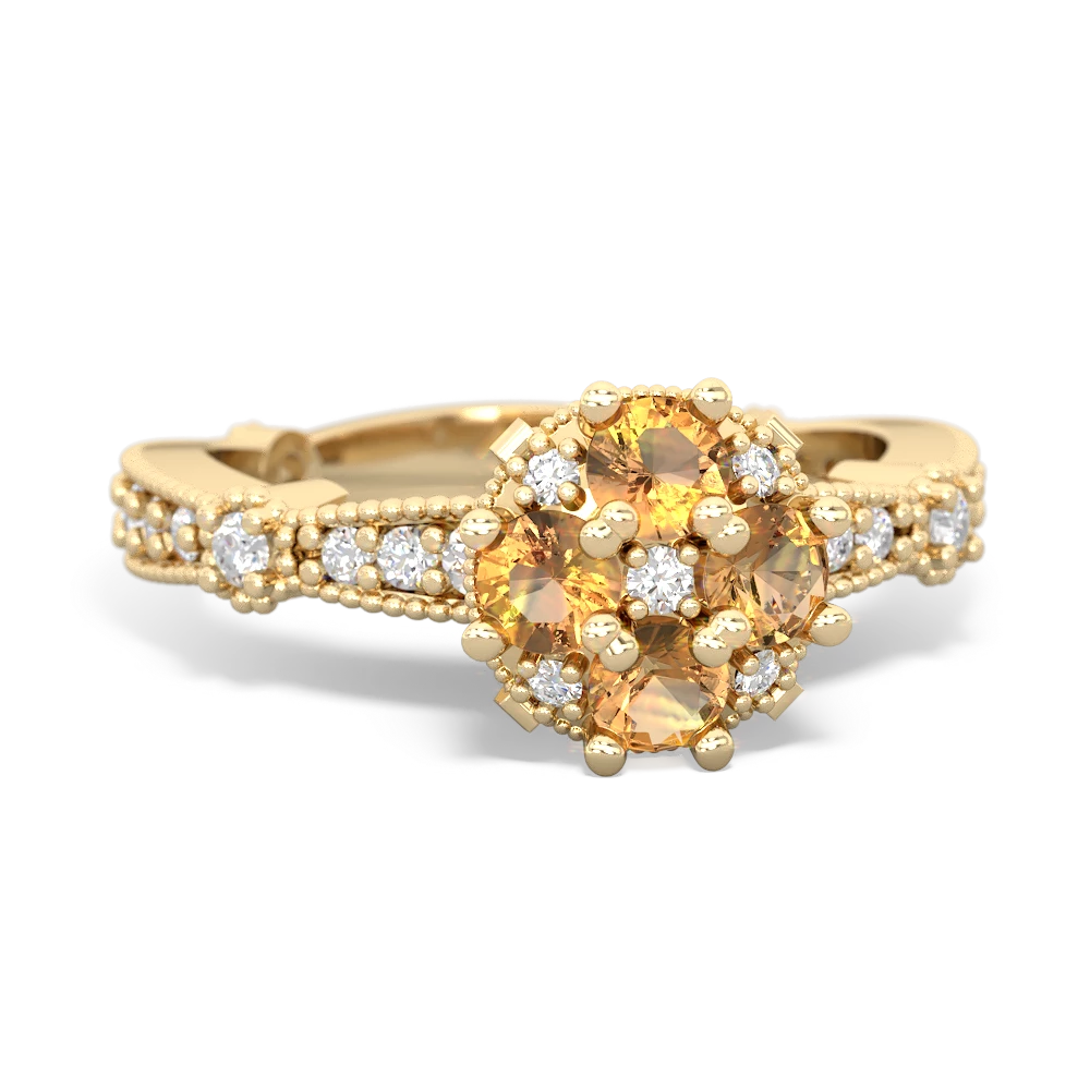 Citrine Sparkling Tiara Cluster 14K Yellow Gold ring R26293RD