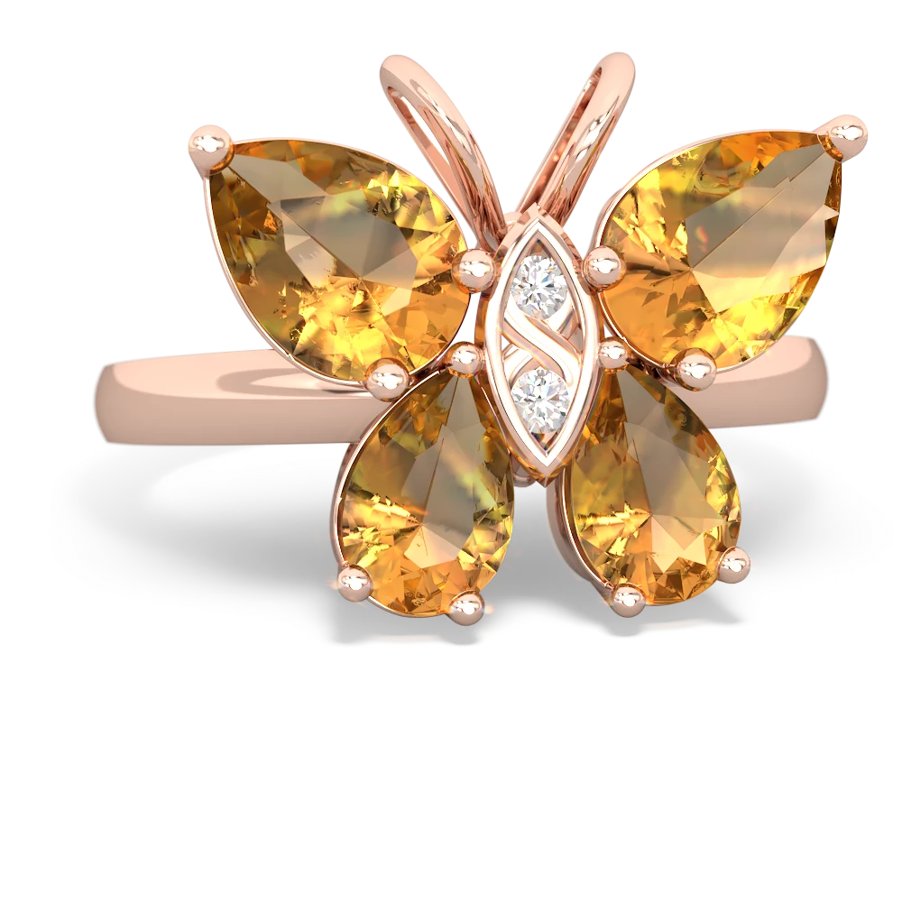 Citrine Butterfly 14K Rose Gold ring R2215