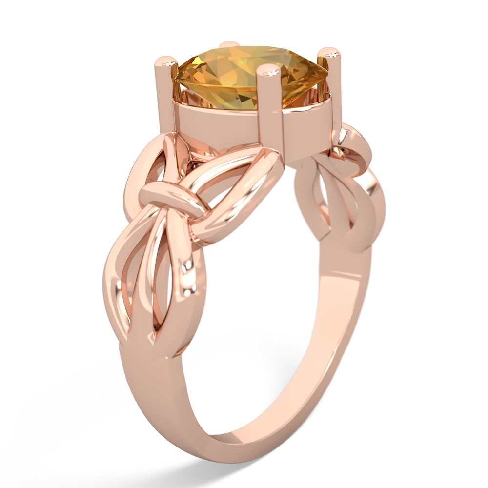 Citrine Celtic Knot Cocktail 14K Rose Gold ring R2377