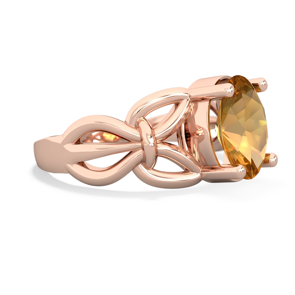 Citrine Celtic Knot Cocktail 14K Rose Gold ring R2377