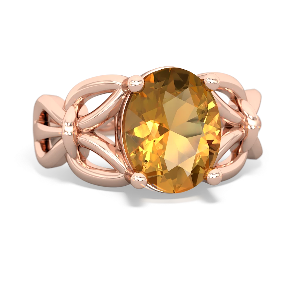 Citrine Celtic Knot Cocktail 14K Rose Gold ring R2377