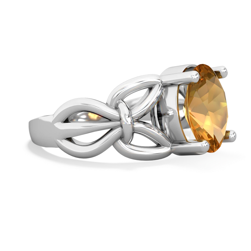 Citrine Celtic Knot Cocktail 14K White Gold ring R2377