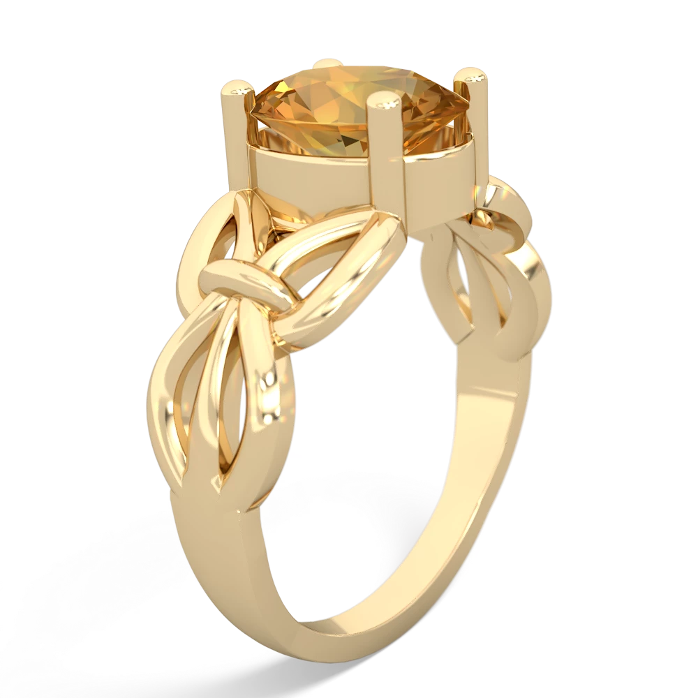 Citrine Celtic Knot Cocktail 14K Yellow Gold ring R2377