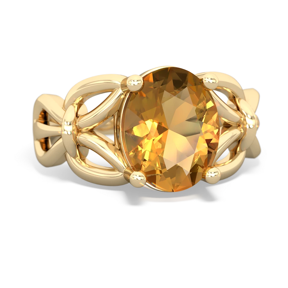 Citrine Celtic Knot Cocktail 14K Yellow Gold ring R2377