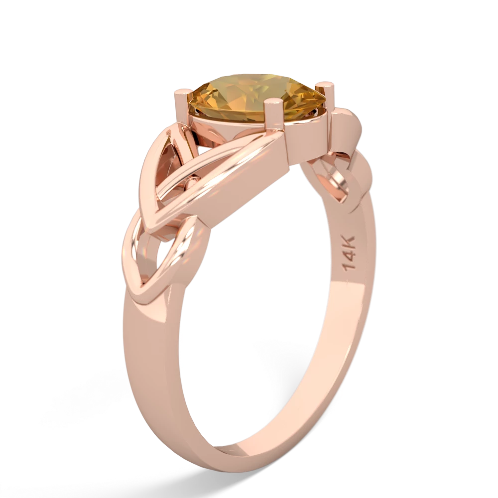 Citrine Celtic Trinity Knot 14K Rose Gold ring R2389