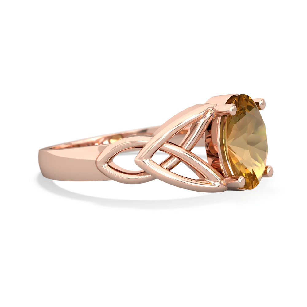 Citrine Celtic Trinity Knot 14K Rose Gold ring R2389