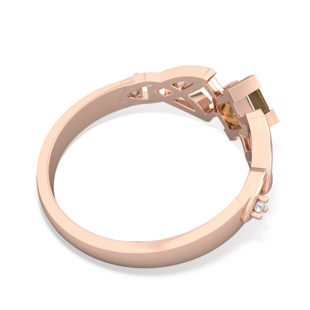Citrine Celtic Knot Princess 14K Rose Gold ring R3349