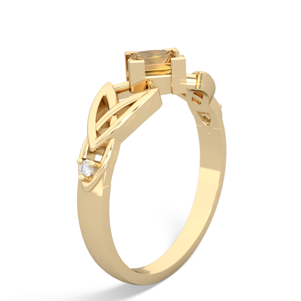 Citrine Celtic Knot Princess 14K Yellow Gold ring R3349