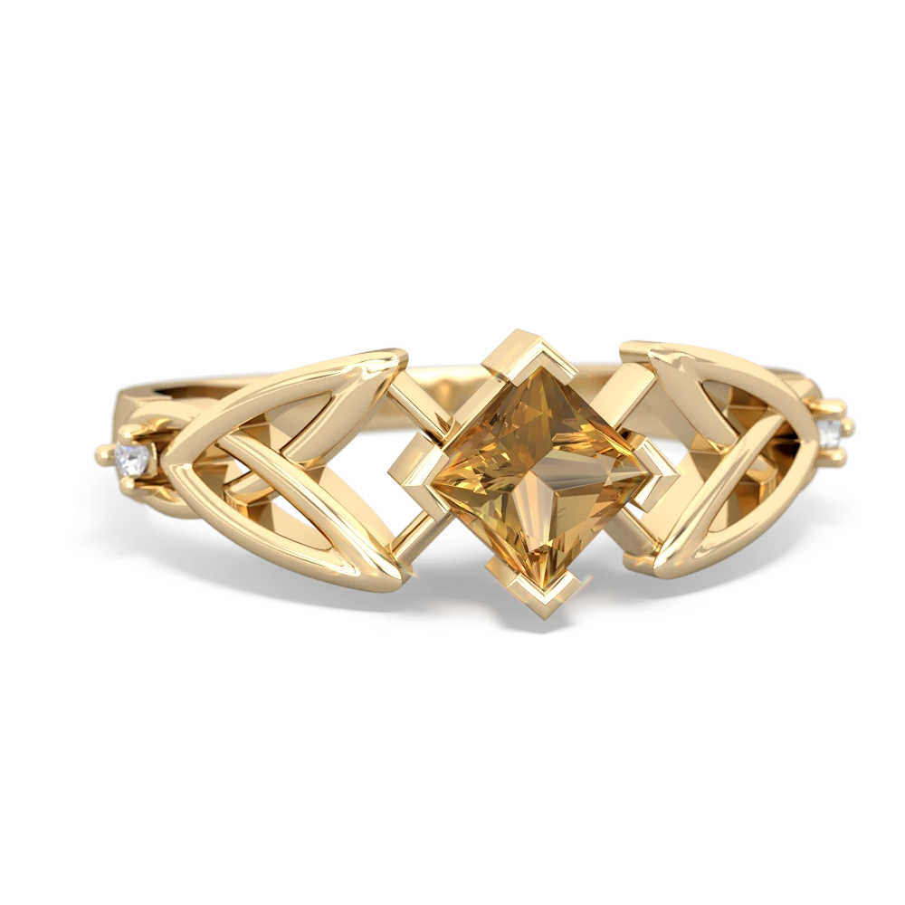 Citrine Celtic Knot Princess 14K Yellow Gold ring R3349