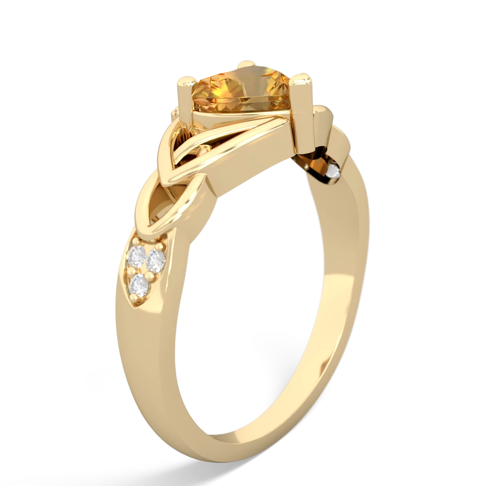 Citrine Claddagh Celtic Knot Diamond 14K Yellow Gold ring R5001