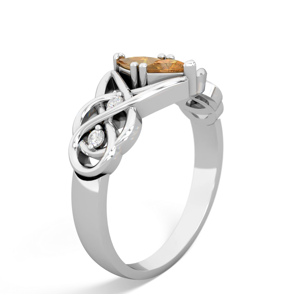 Citrine Keepsake Celtic Knot 14K White Gold ring R5300