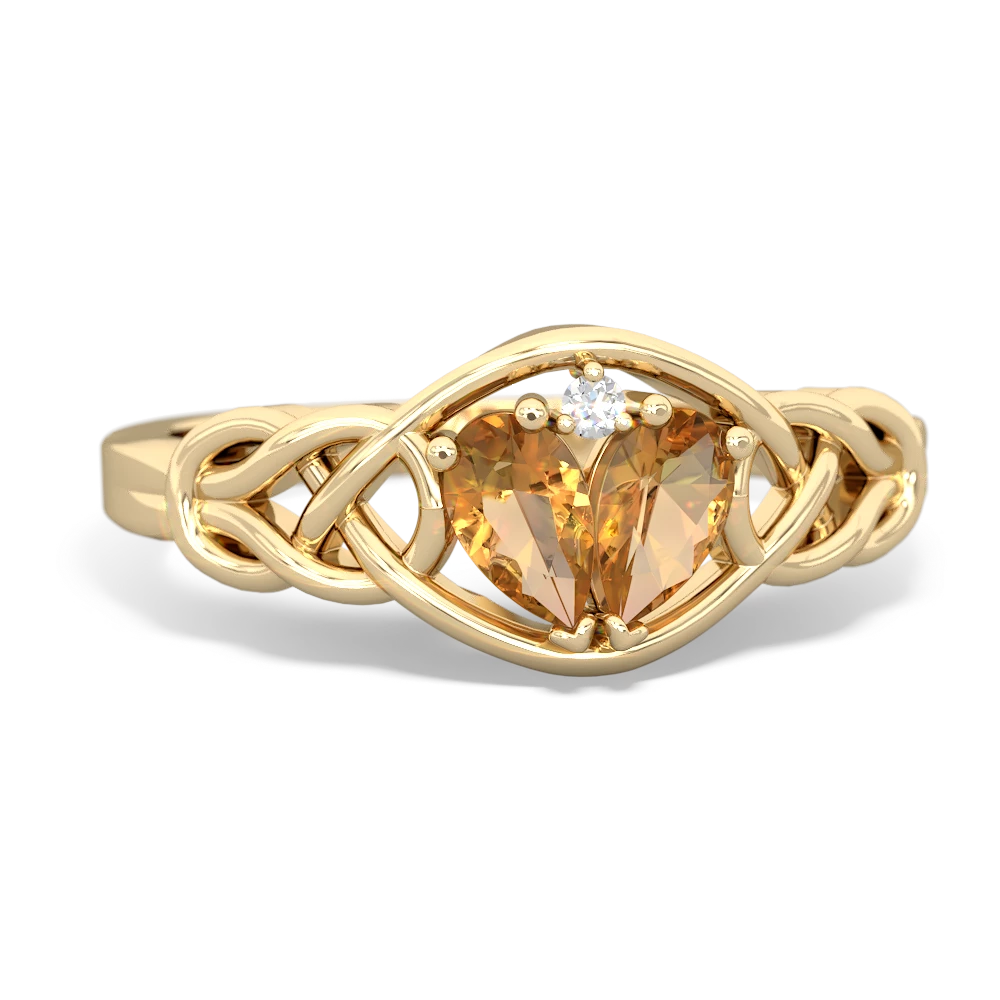 Citrine Celtic Love Knot 14K Yellow Gold ring R5420