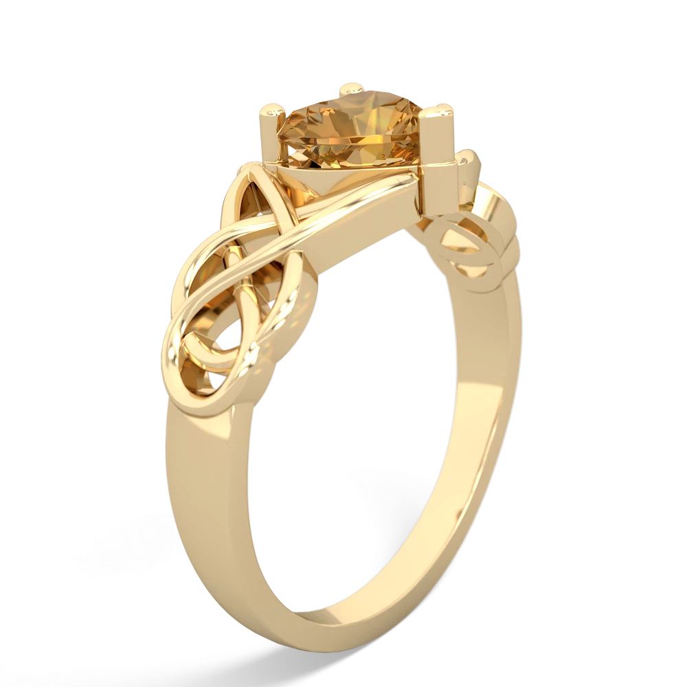 Citrine Claddagh Celtic Knot 14K Yellow Gold ring R2367