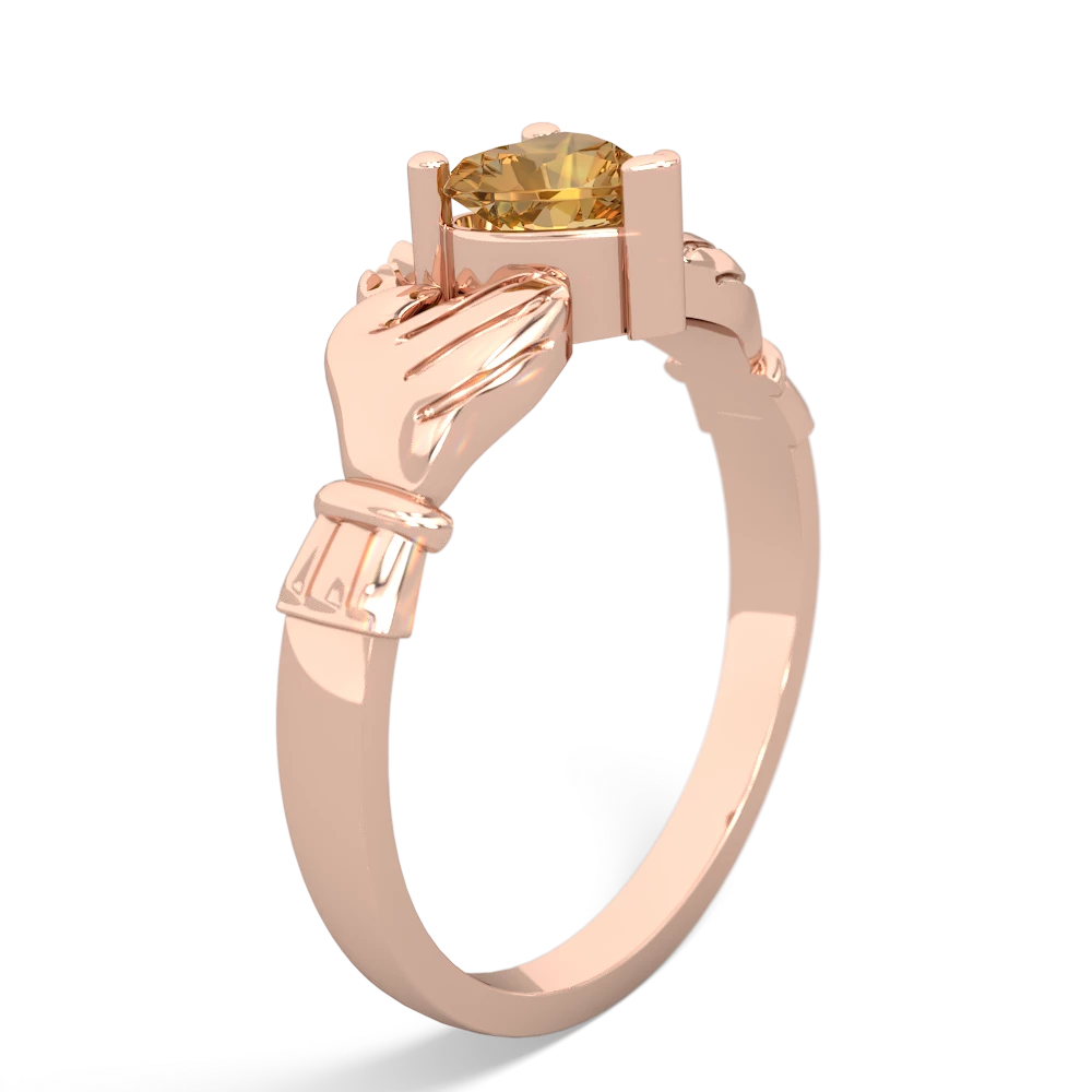 Citrine Claddagh 14K Rose Gold ring R2370