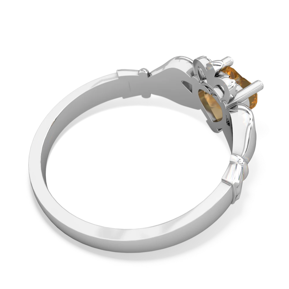 Citrine Claddagh 14K White Gold ring R2370