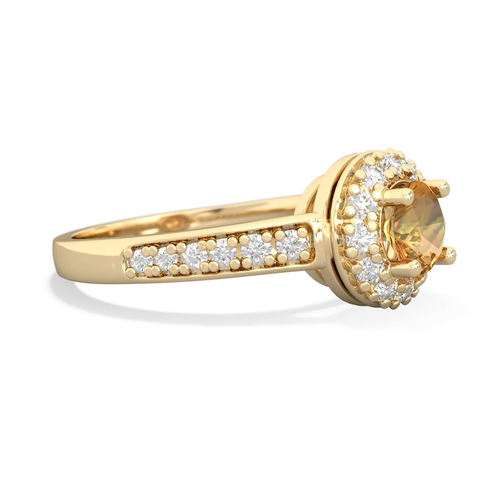 Citrine Diamond Halo 14K Yellow Gold ring R5370