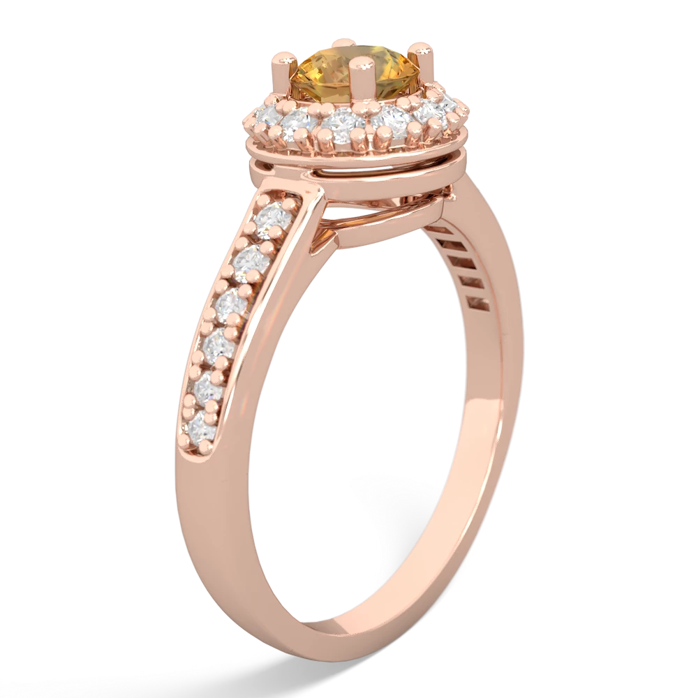 Citrine Diamond Halo 14K Rose Gold ring R5370