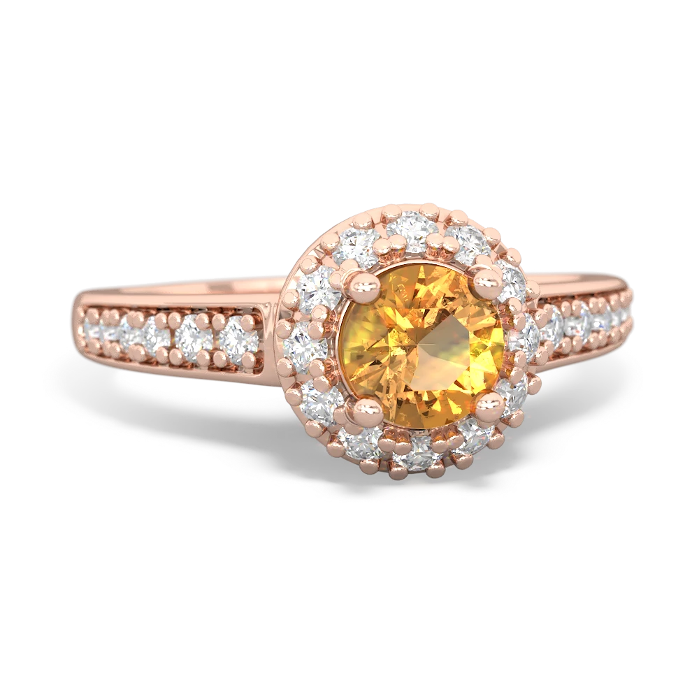 Citrine Diamond Halo 14K Rose Gold ring R5370