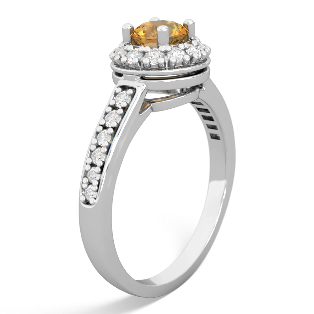 Citrine Diamond Halo 14K White Gold ring R5370