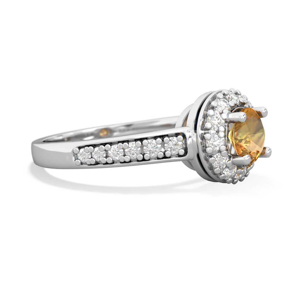 Citrine Diamond Halo 14K White Gold ring R5370