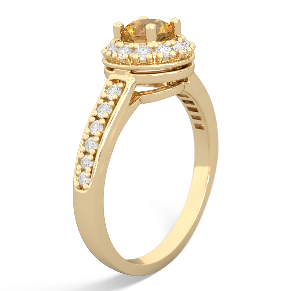 Citrine Diamond Halo 14K Yellow Gold ring R5370