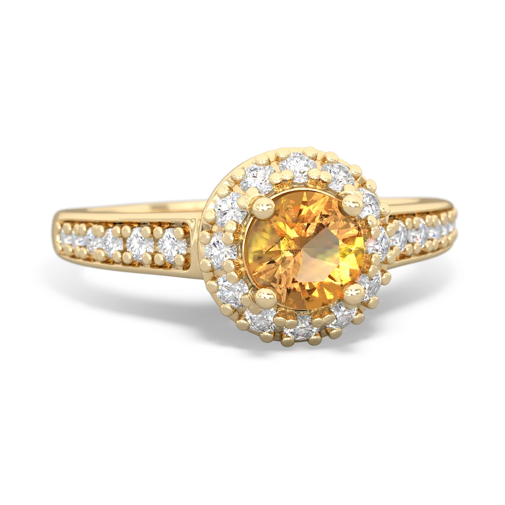 Citrine Diamond Halo 14K Yellow Gold ring R5370