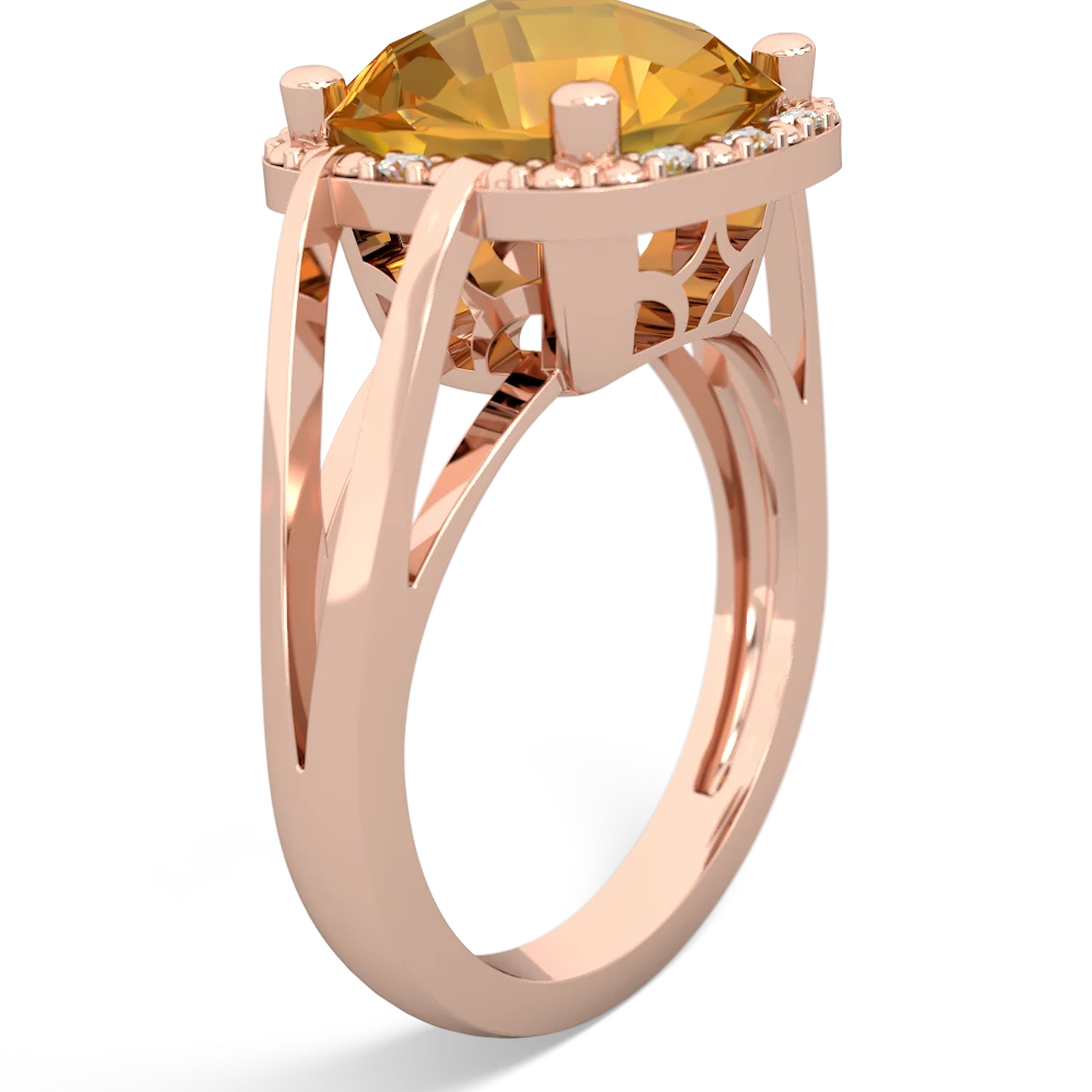 Citrine Art Deco Cocktail 14K Rose Gold ring R2498