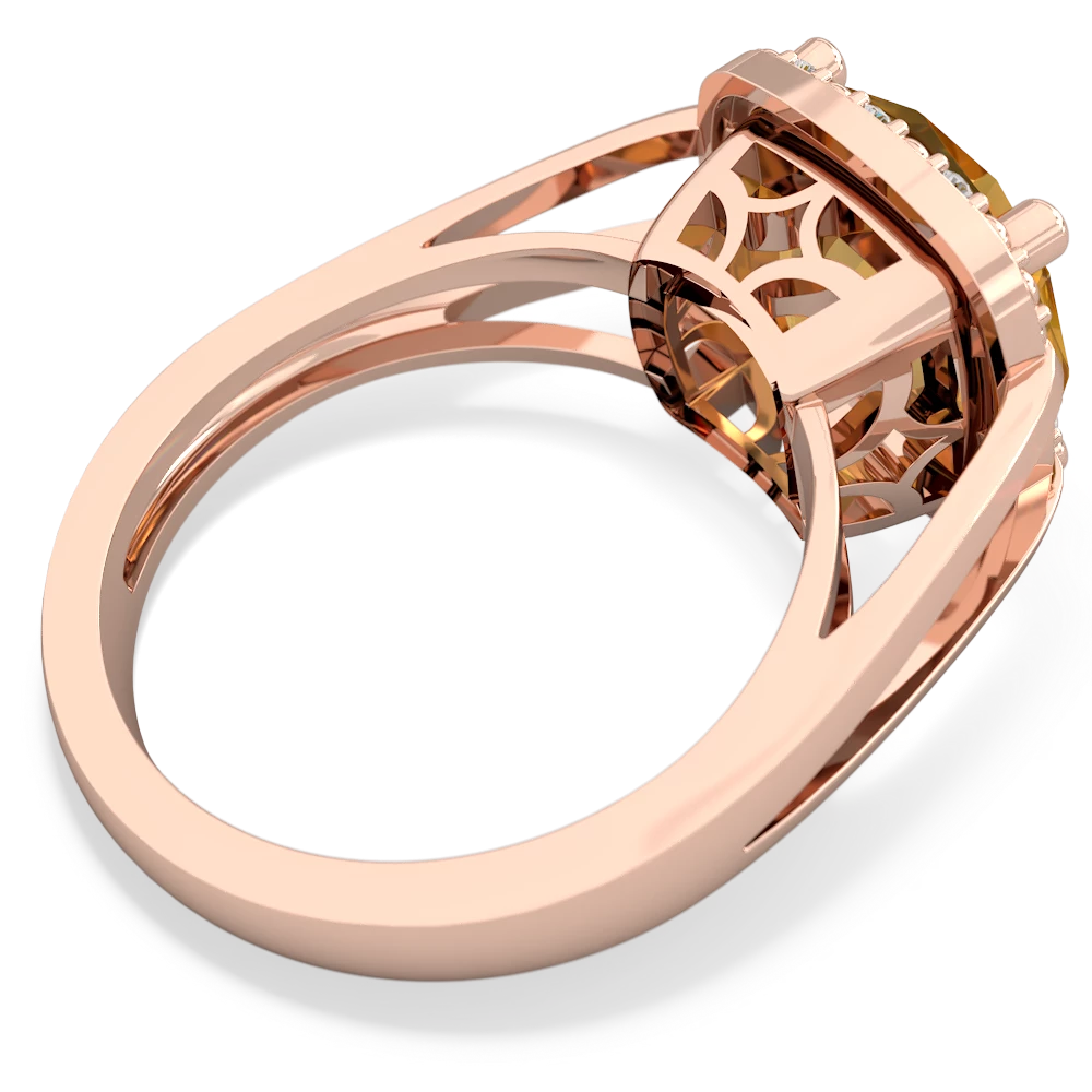 Citrine Art Deco Cocktail 14K Rose Gold ring R2498