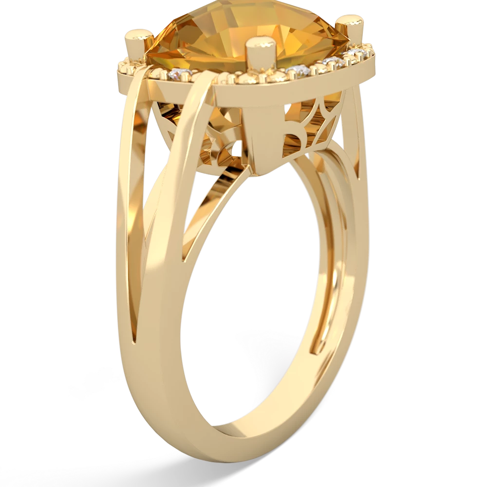 Citrine Art Deco Cocktail 14K Yellow Gold ring R2498
