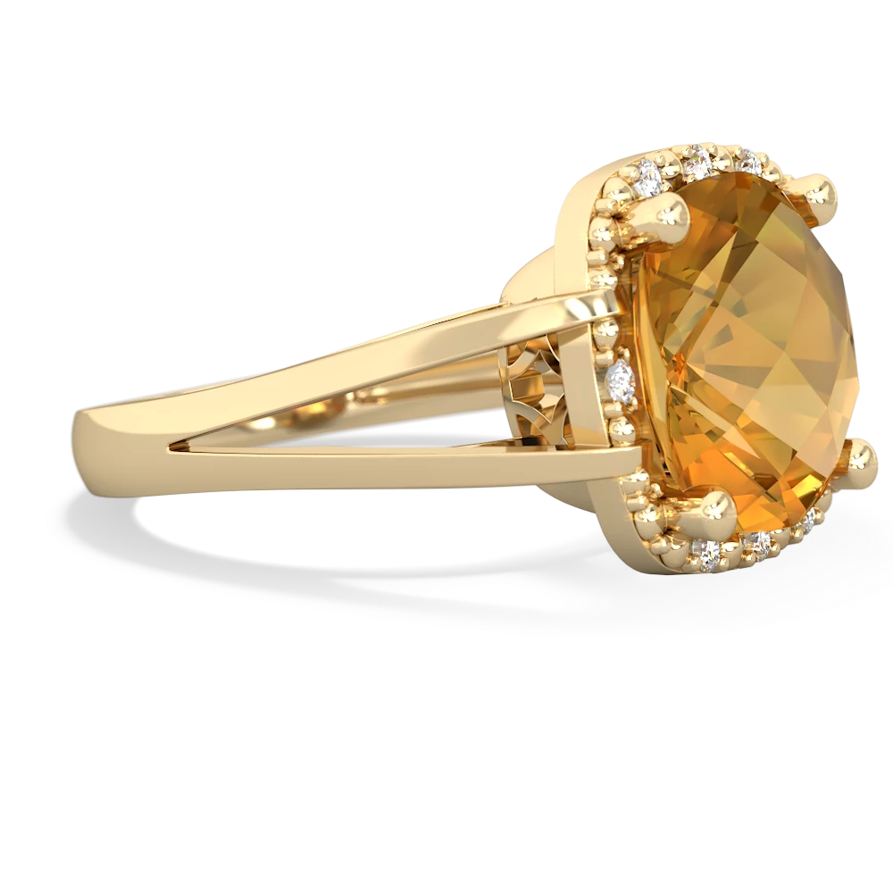 Citrine Art Deco Cocktail 14K Yellow Gold ring R2498