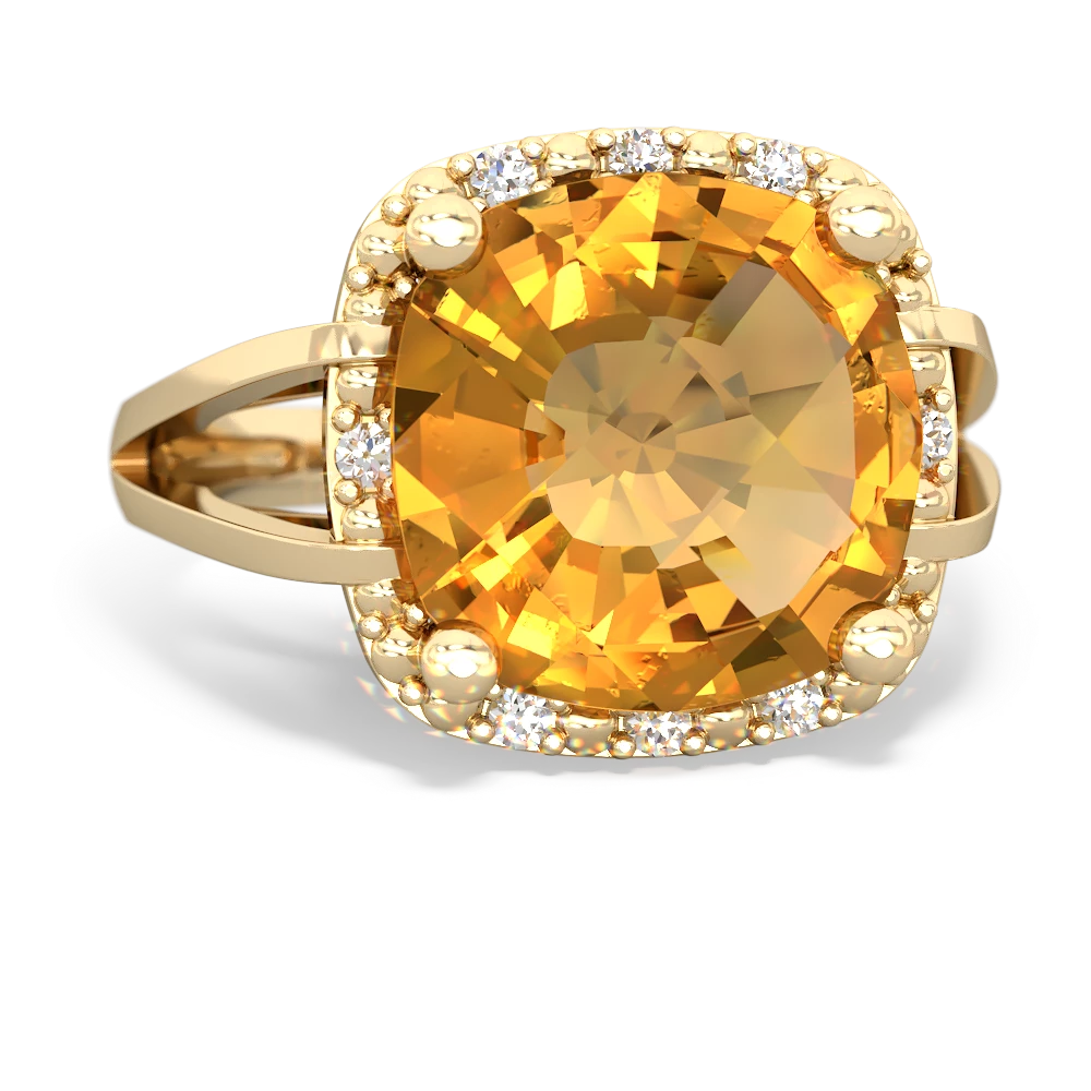 Citrine Art Deco Cocktail 14K Yellow Gold ring R2498