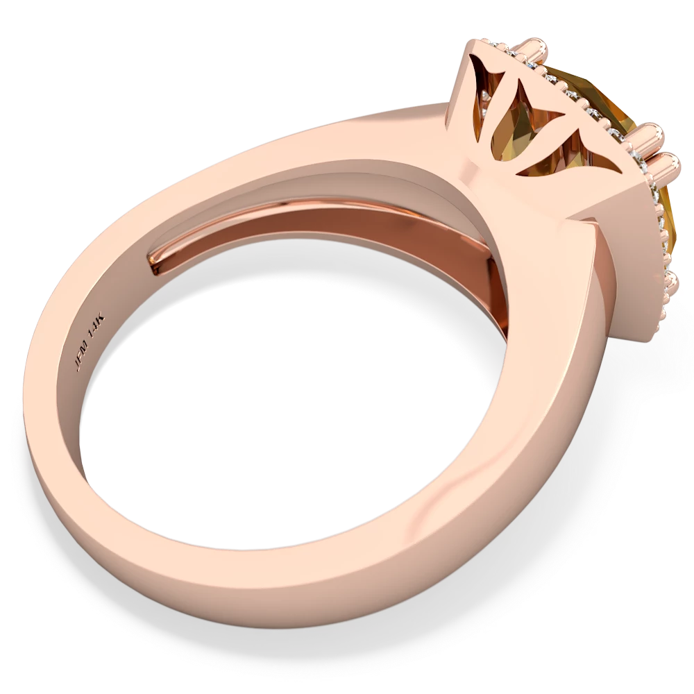 Citrine Halo Cocktail 14K Rose Gold ring R2544 - front view