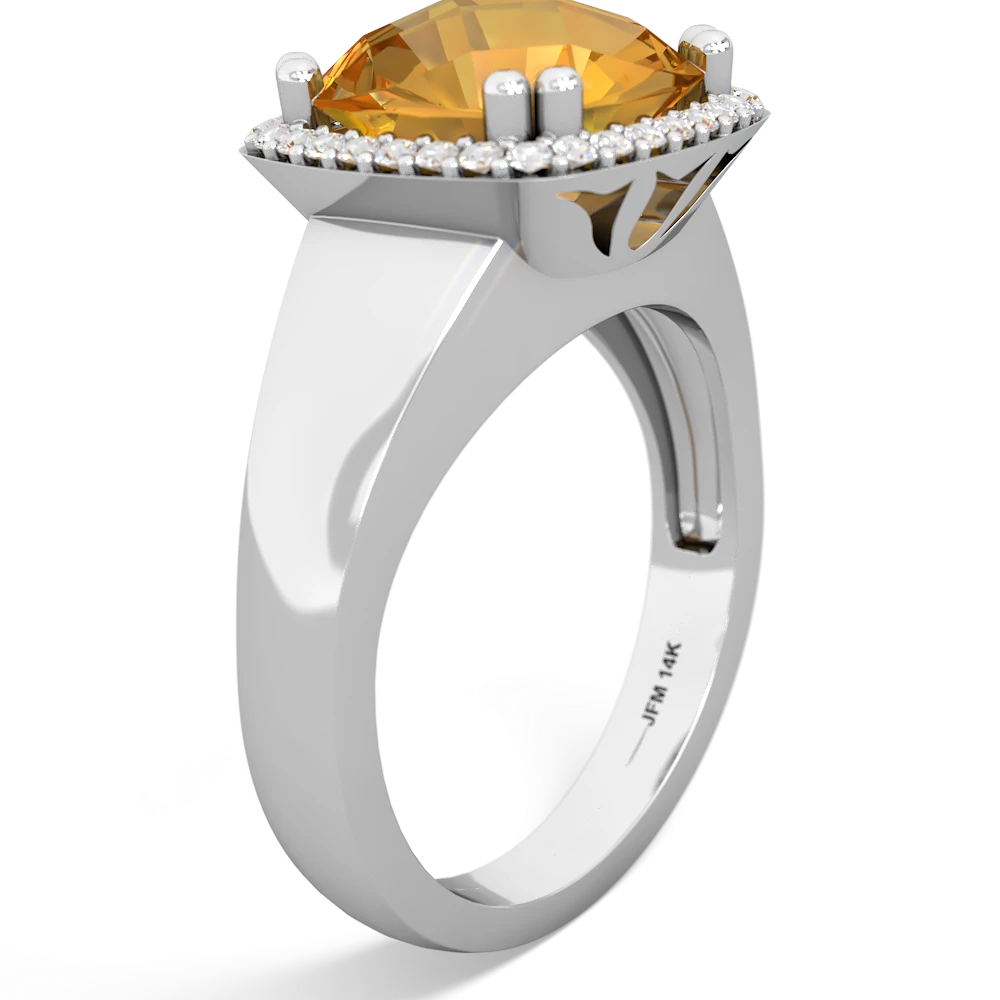 Citrine Halo Cocktail 14K White Gold ring R2544