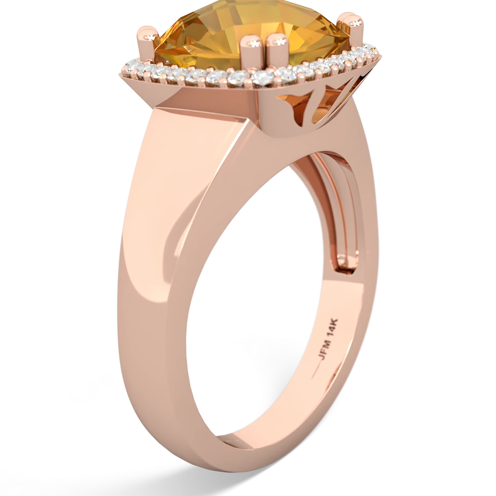 Citrine Halo Cocktail 14K Rose Gold ring R2544