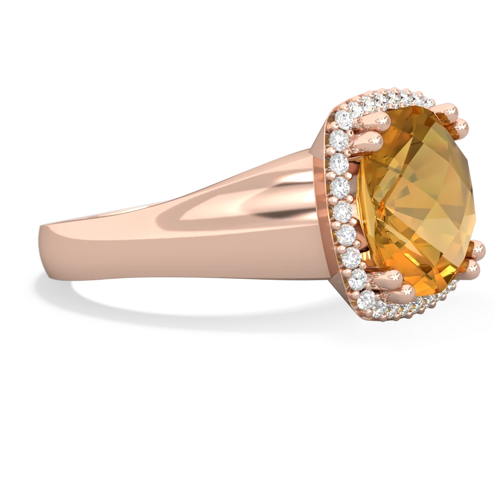 Citrine Halo Cocktail 14K Rose Gold ring R2544