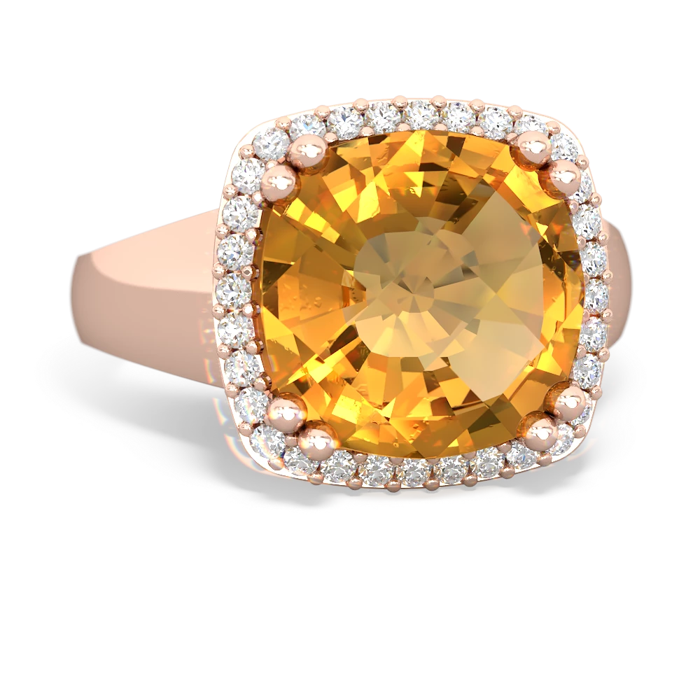 Citrine Halo Cocktail 14K Rose Gold ring R2544