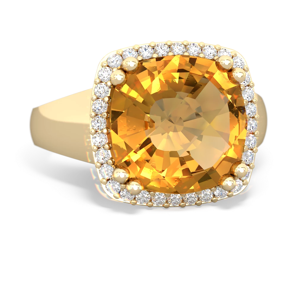 Citrine Halo Cocktail 14K Yellow Gold ring R2544