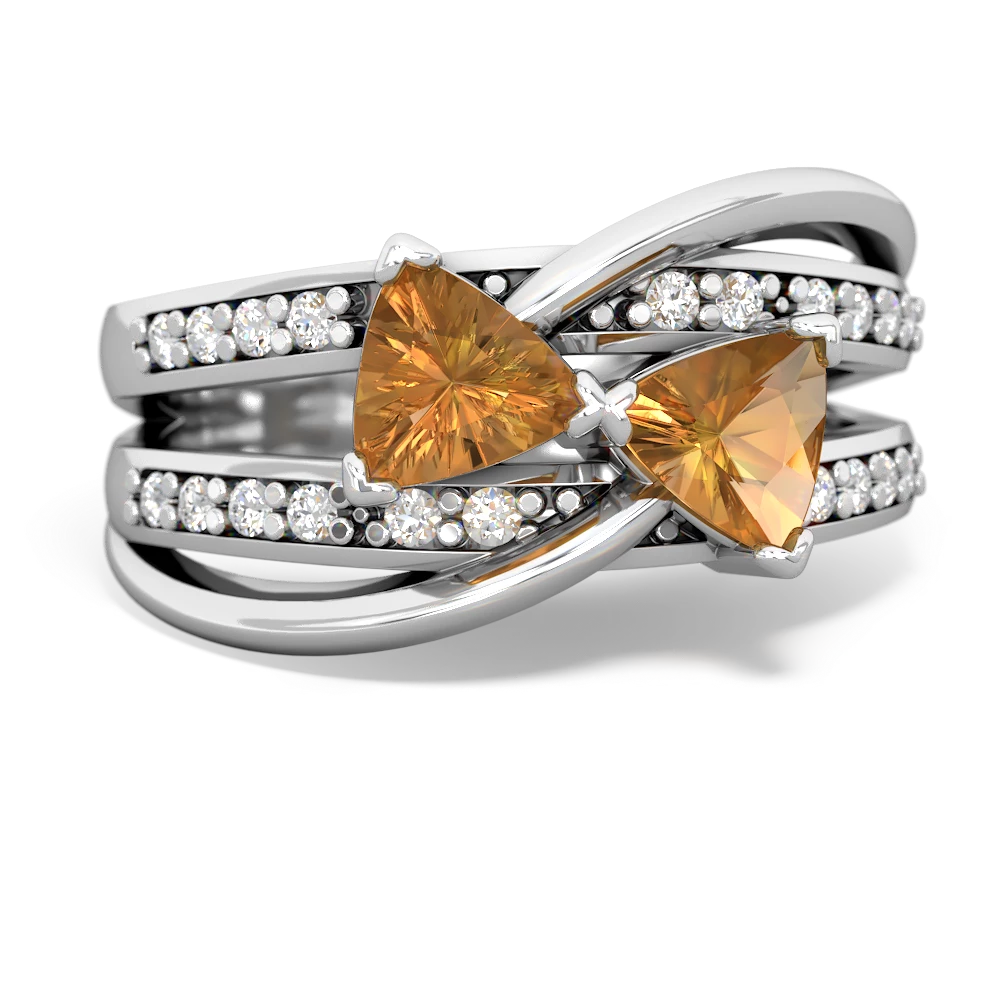 Citrine Bowtie 14K White Gold ring R2360