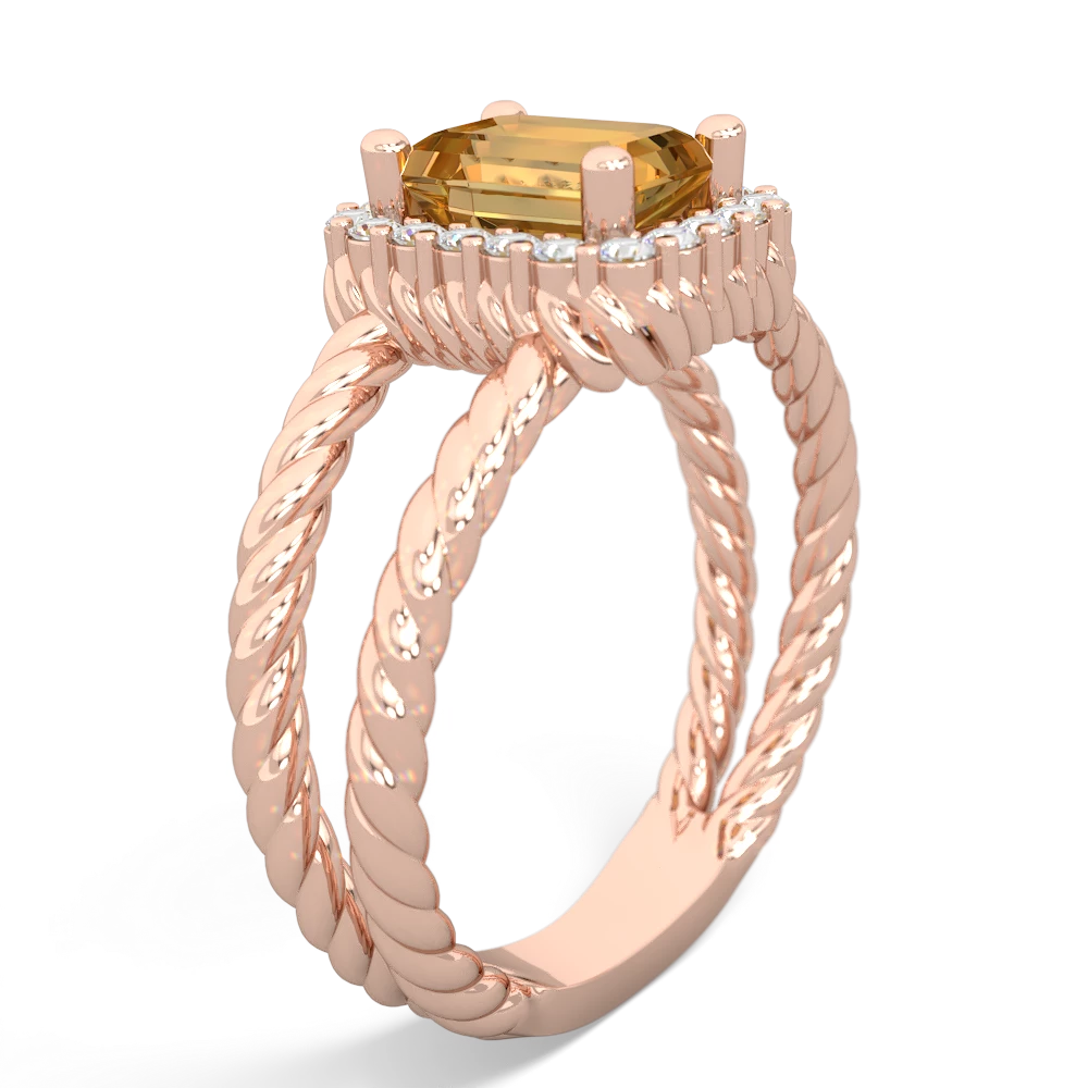 Citrine Rope Split Band 14K Rose Gold ring R2628