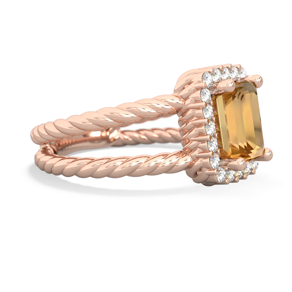 Citrine Rope Split Band 14K Rose Gold ring R2628