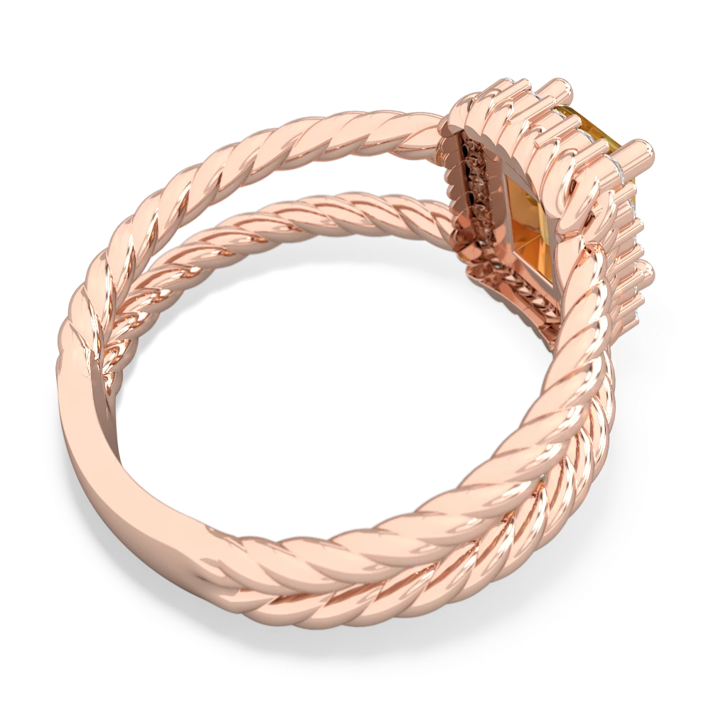 Citrine Rope Split Band 14K Rose Gold ring R2628
