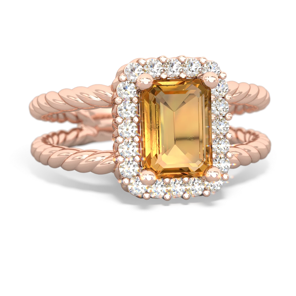 Citrine Rope Split Band 14K Rose Gold ring R2628