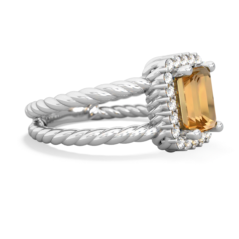 Citrine Rope Split Band 14K White Gold ring R2628