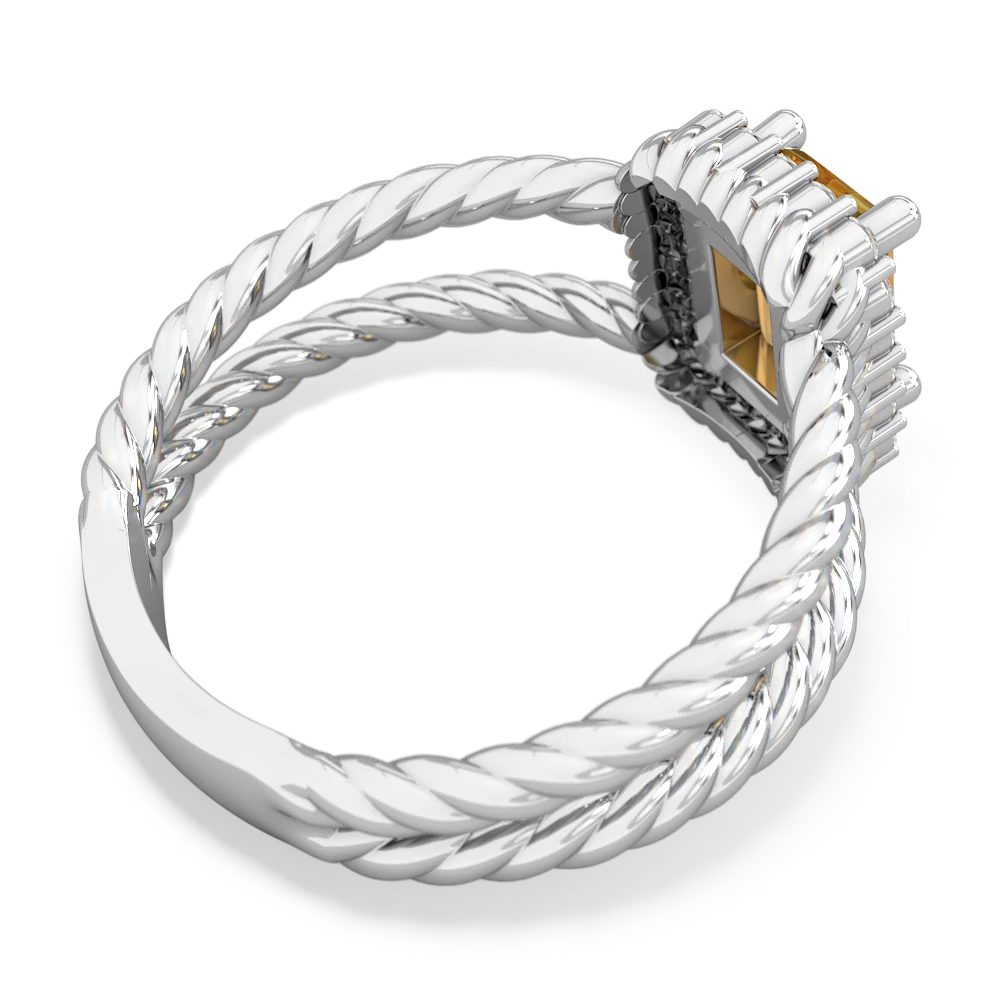 Citrine Rope Split Band 14K White Gold ring R2628